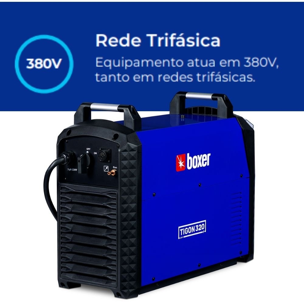 Máquina Inversora de Solda TIG Pulsado Alutig 320A 380V Trifásica com Pedal BOXER