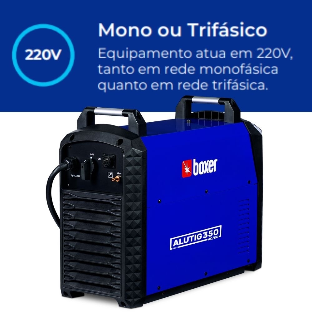 Máquina de Solda Inversora TIG Pulsado ALUTIG 350A 220V BOXER