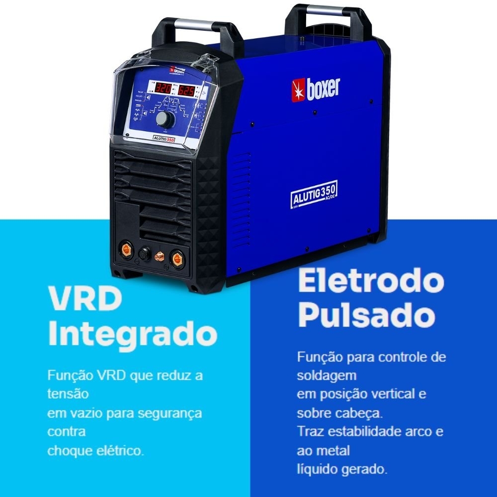 Máquina de Solda Inversora TIG Pulsado ALUTIG 350A 220V BOXER