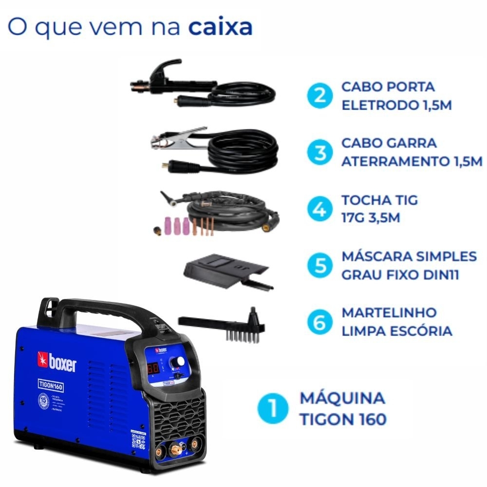 Máquina Inversora de Solda Tigon 160 TIG/MMA 160A 220V com Tocha TIG BOXER