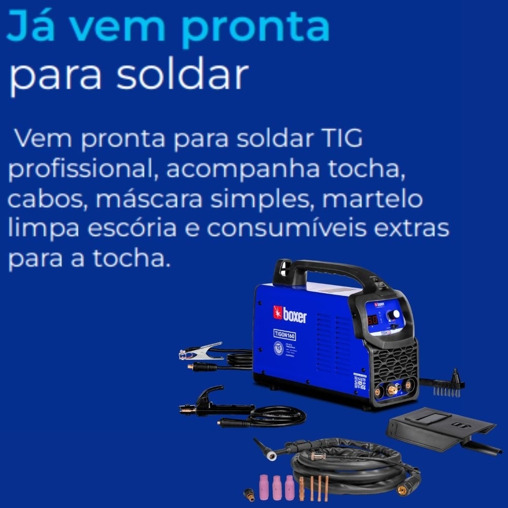 Máquina Inversora de Solda Tigon 160 TIG/MMA 160A 220V com Tocha TIG BOXER