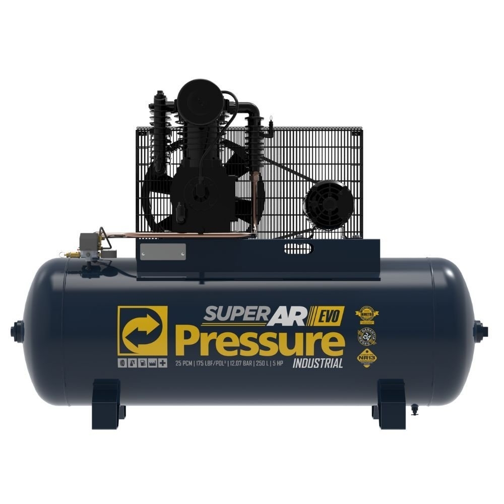 Compressor de Ar Super Ar Evo 5HP 25 PCM 250 Litros 220/380V Trifásico PRESSURE