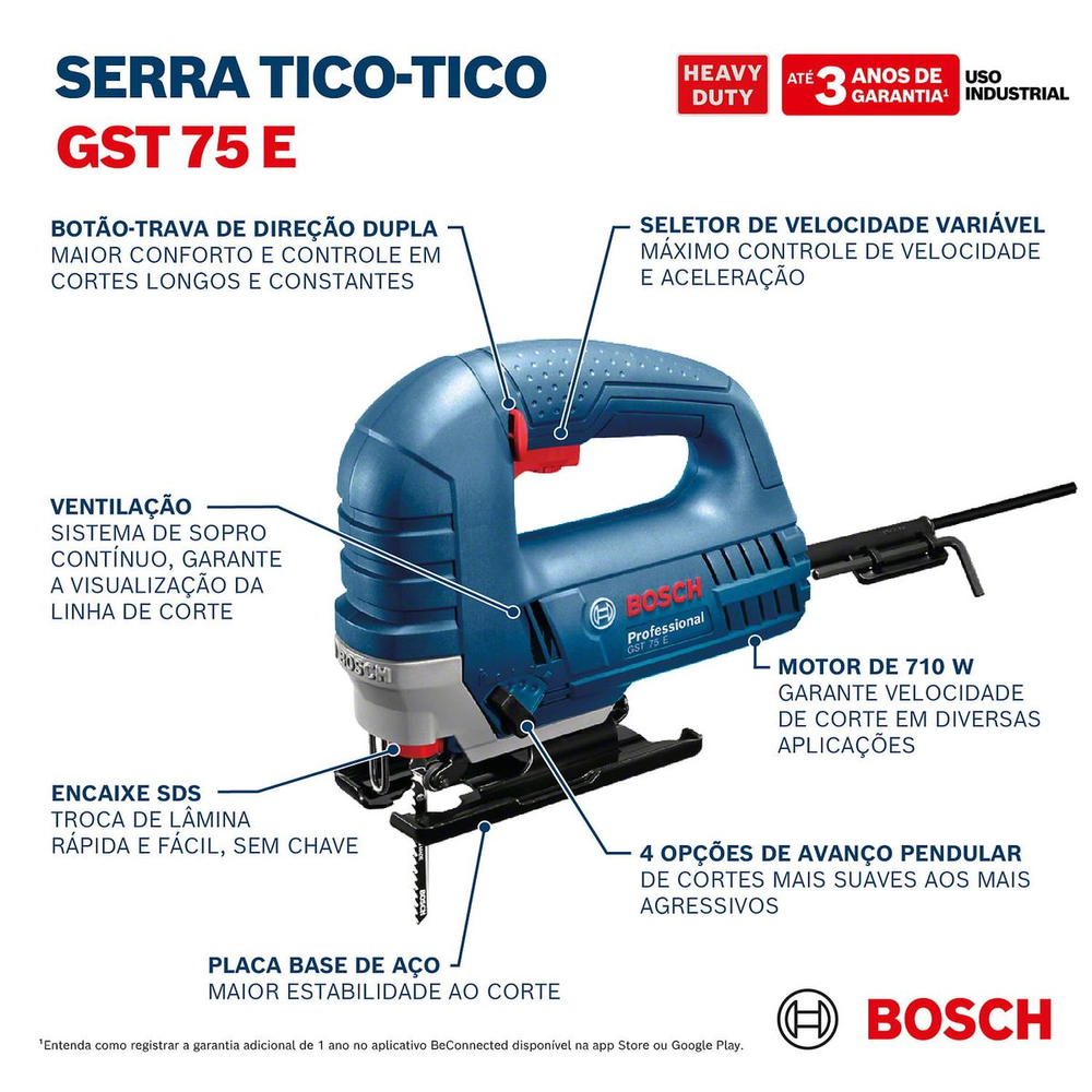 Serra Tico-Tico GST 75 E 710W 110V com Lâmina BOSCH