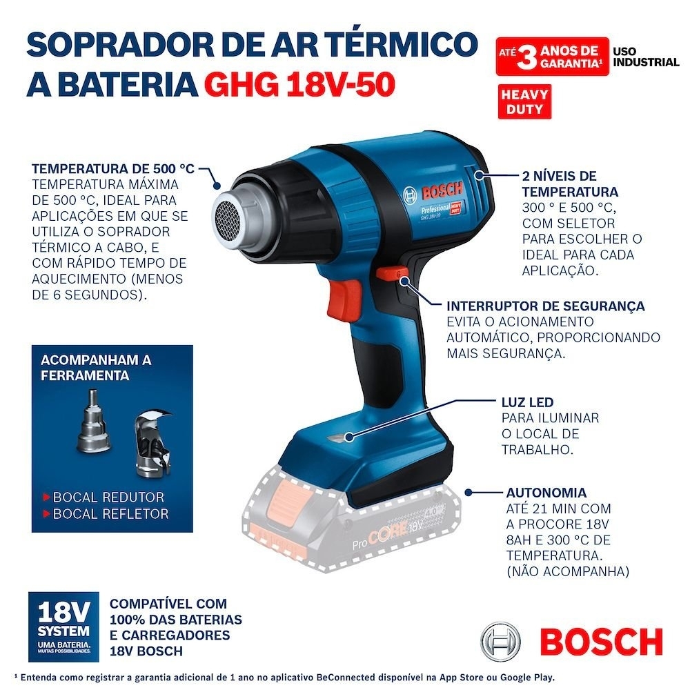 Soprador Térmico GHG 18V-50 sem Bateria BOSCH