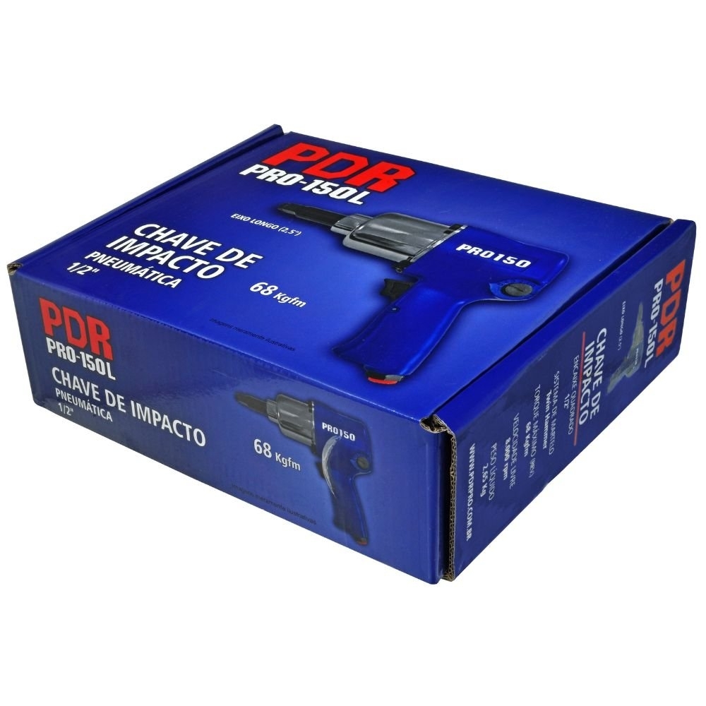 Chave de Impacto Pneumática PRO-150L 1/2 Pol. 68kgfm Eixo Longo 2,5 Pol. PDR