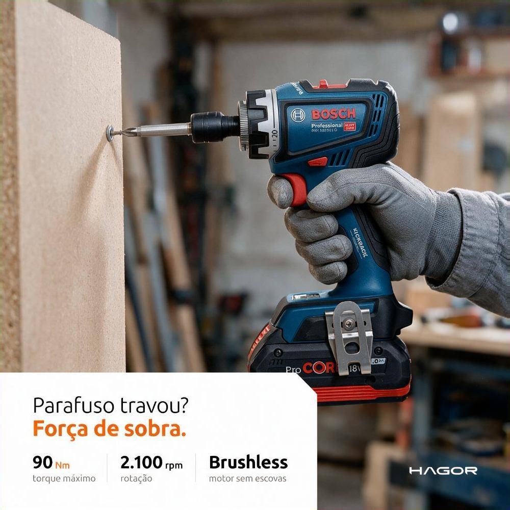 Parafusadeira Furadeira GSR 18V-90 FC 1/2 Pol. 18V Brushless sem Bateria com Maleta BOSCH