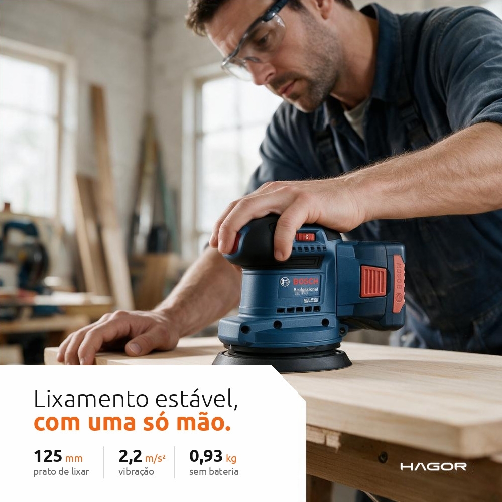 Lixadeira Roto-Orbital GEX 185-LI 125mm 18V Brushless sem Bateria e Carregador BOSCH