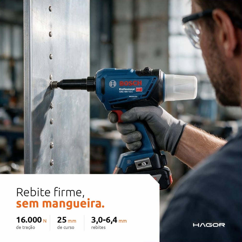 Rebitador GRG 18V-16C 18V Brushless sem Bateria e Carregador BOSCH