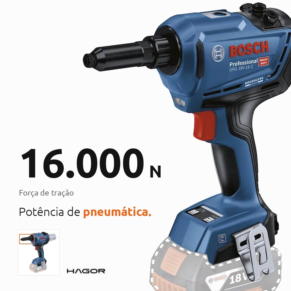 Rebitador GRG 18V-16C 18V Brushless sem Bateria e Carregador BOSCH