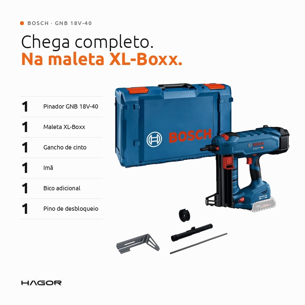 Pinador de Concreto GNB 18V-40 18V Brushless sem Bateria com Maleta BOSCH