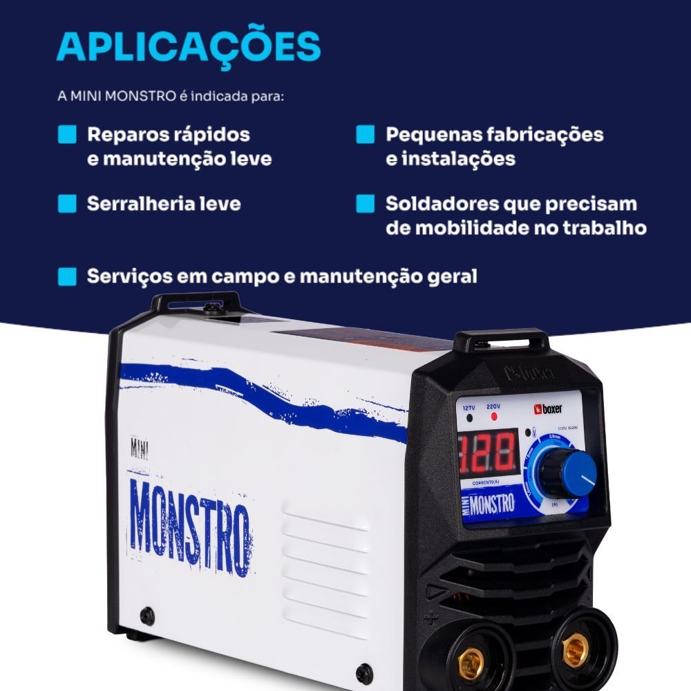 Máquina de Solda Inversora TIG/MMA Mini Monstro 120A 127/220V Bivolt BOXER
