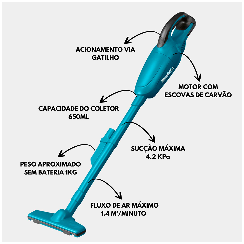 Parafusadeira Furadeira DHP490 e Aspirador DCL180Z 18V Brushless com Bateria Carregador Bivolt e Maleta MAKITA